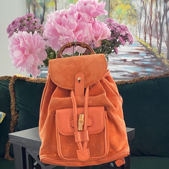 Gucci Handbags - GUCCI Bamboo Backpack · Daypack suede/leather